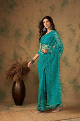 Womens Fashion Ethnic Green Color Sarees-MLSHWSA1327GRN0ONE