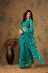 Womens Fashion Ethnic Green Color Sarees-MLSHWSA1327GRN0ONE