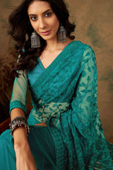 Womens Fashion Ethnic Green Color Sarees-MLSHWSA1327GRN0ONE