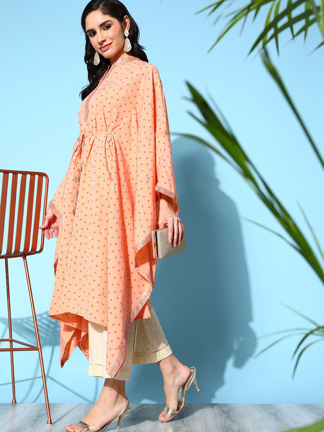 Peach Geometric Printed Kaftans | Women's Resort Wear Kaftans
