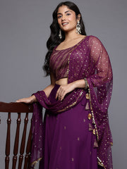 Women's Traditional Wear Wine Lehenga Set-AP-AHBLDUSK-COMBO-649