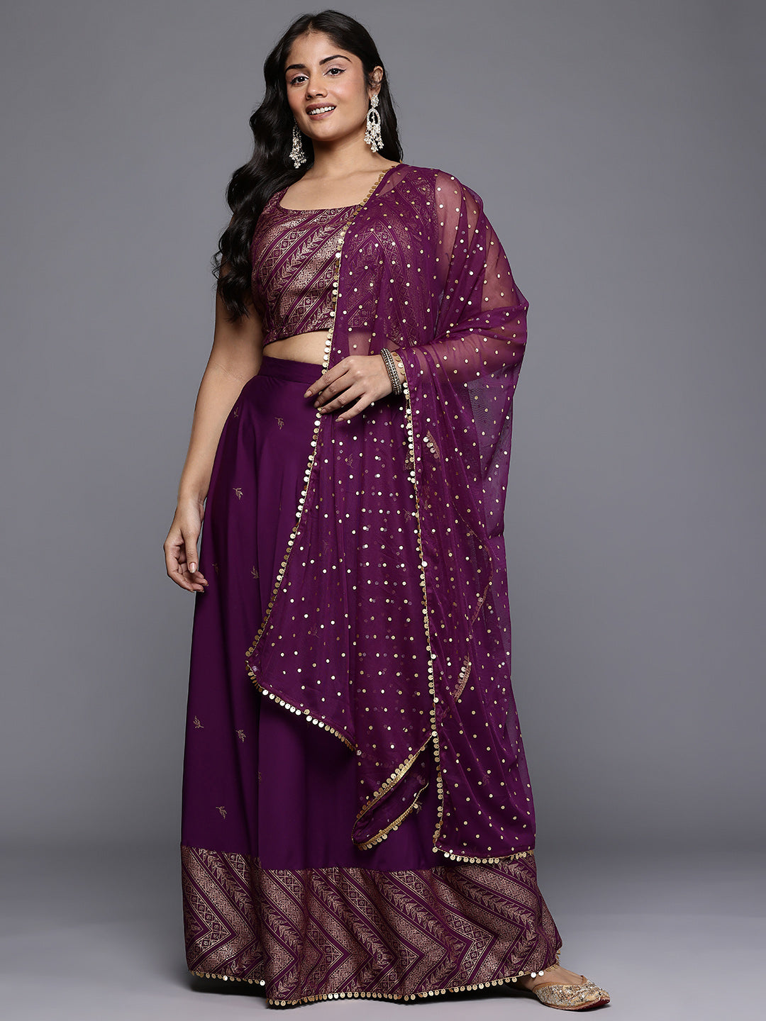 Women's Traditional Wear Wine Lehenga Set-AP-AHBLDUSK-COMBO-649