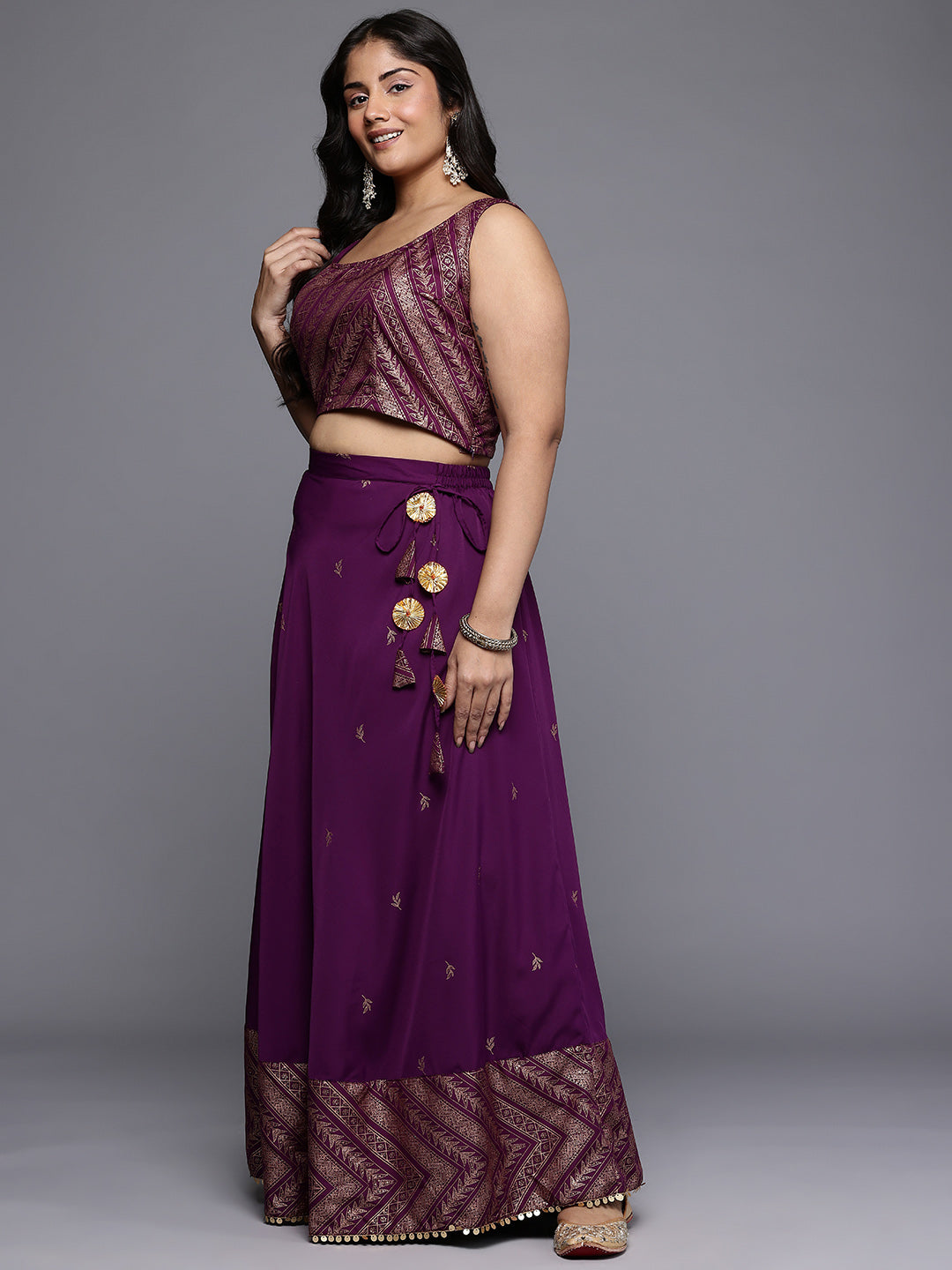 Women's Traditional Wear Wine Lehenga Set-AP-AHBLDUSK-COMBO-649