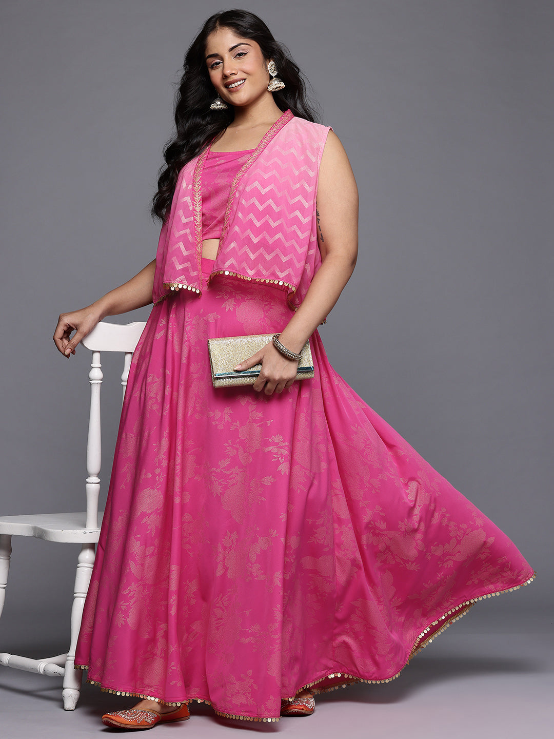 Women's Traditional Wear Pink Co-ords Set-AP-AHBLSKCP-COMBO-847