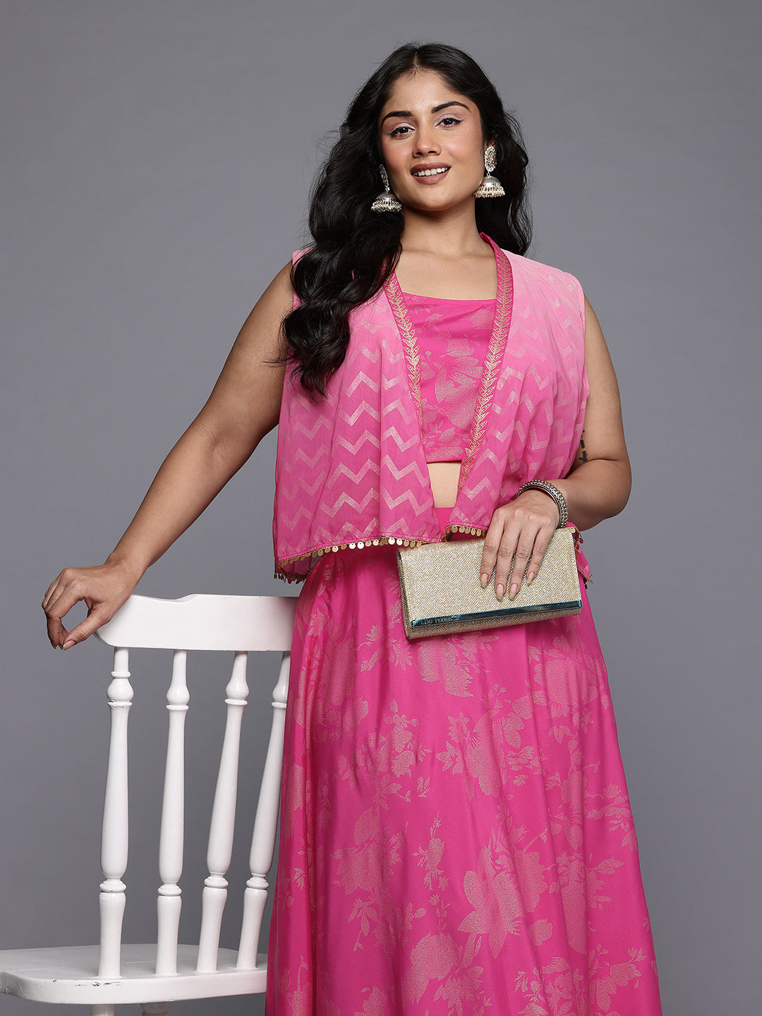 Women's Traditional Wear Pink Co-ords Set-AP-AHBLSKCP-COMBO-847