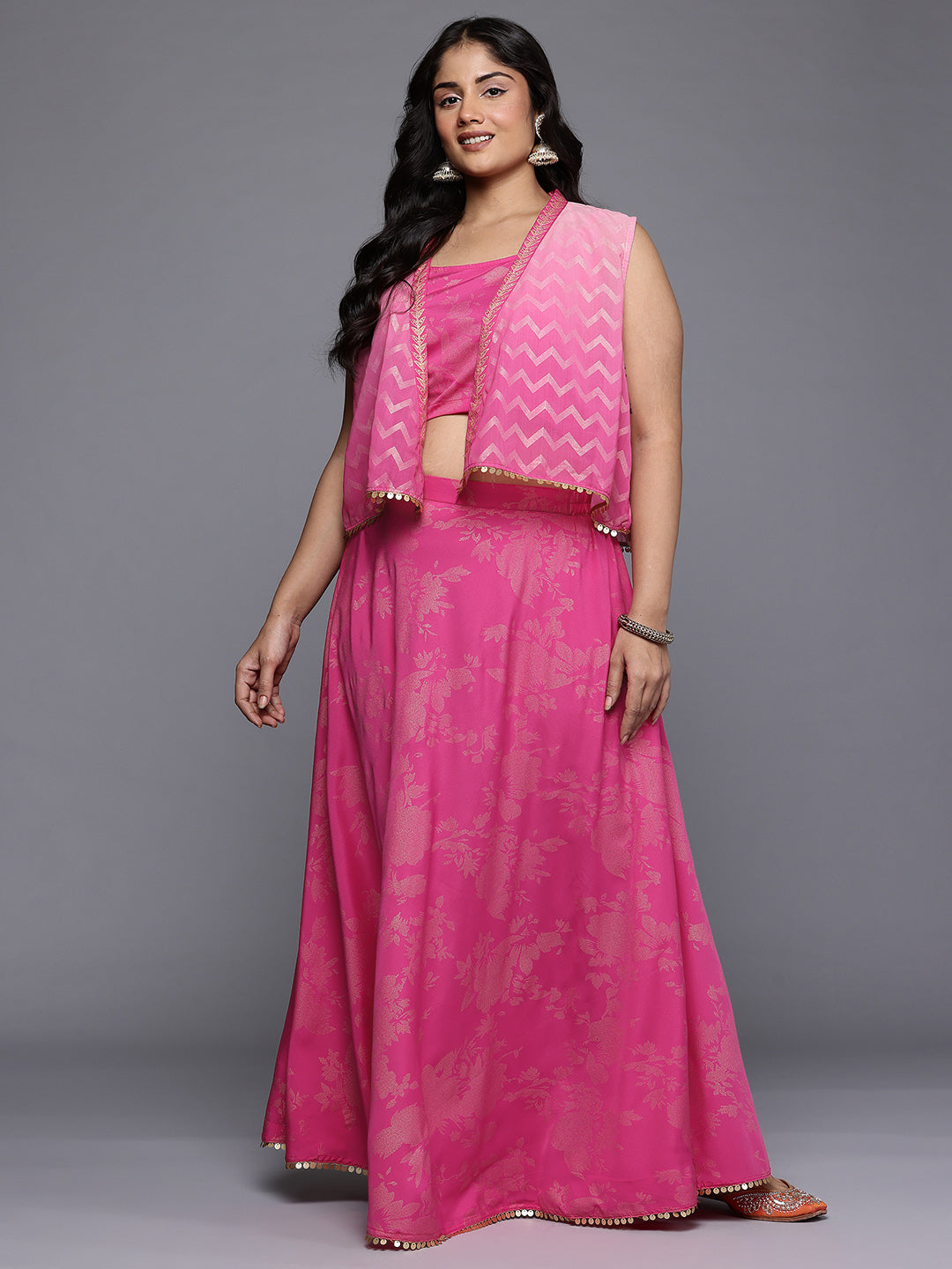Women's Traditional Wear Pink Co-ords Set-AP-AHBLSKCP-COMBO-847