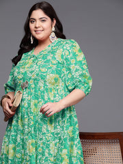 Printed 100% Cotton Layered Maxi Ethnic Dress