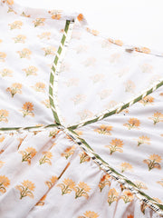 Plus Size Floral Printed Empire Midi Pure Cotton Ethnic Dress-AP-AHEDCOPG-219
