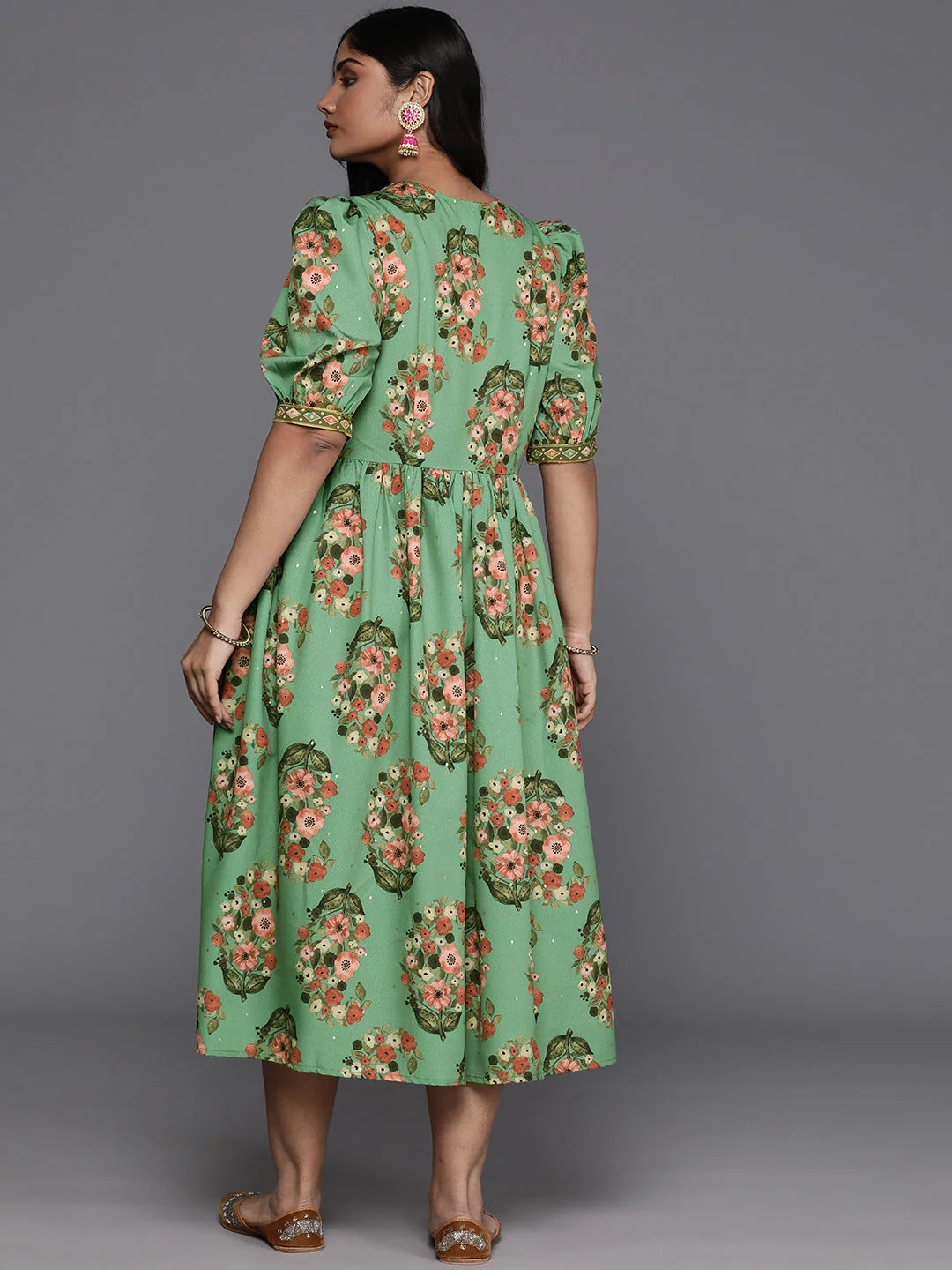 Floral Midi Dress | Plus Size Sequinned Indian Dresses