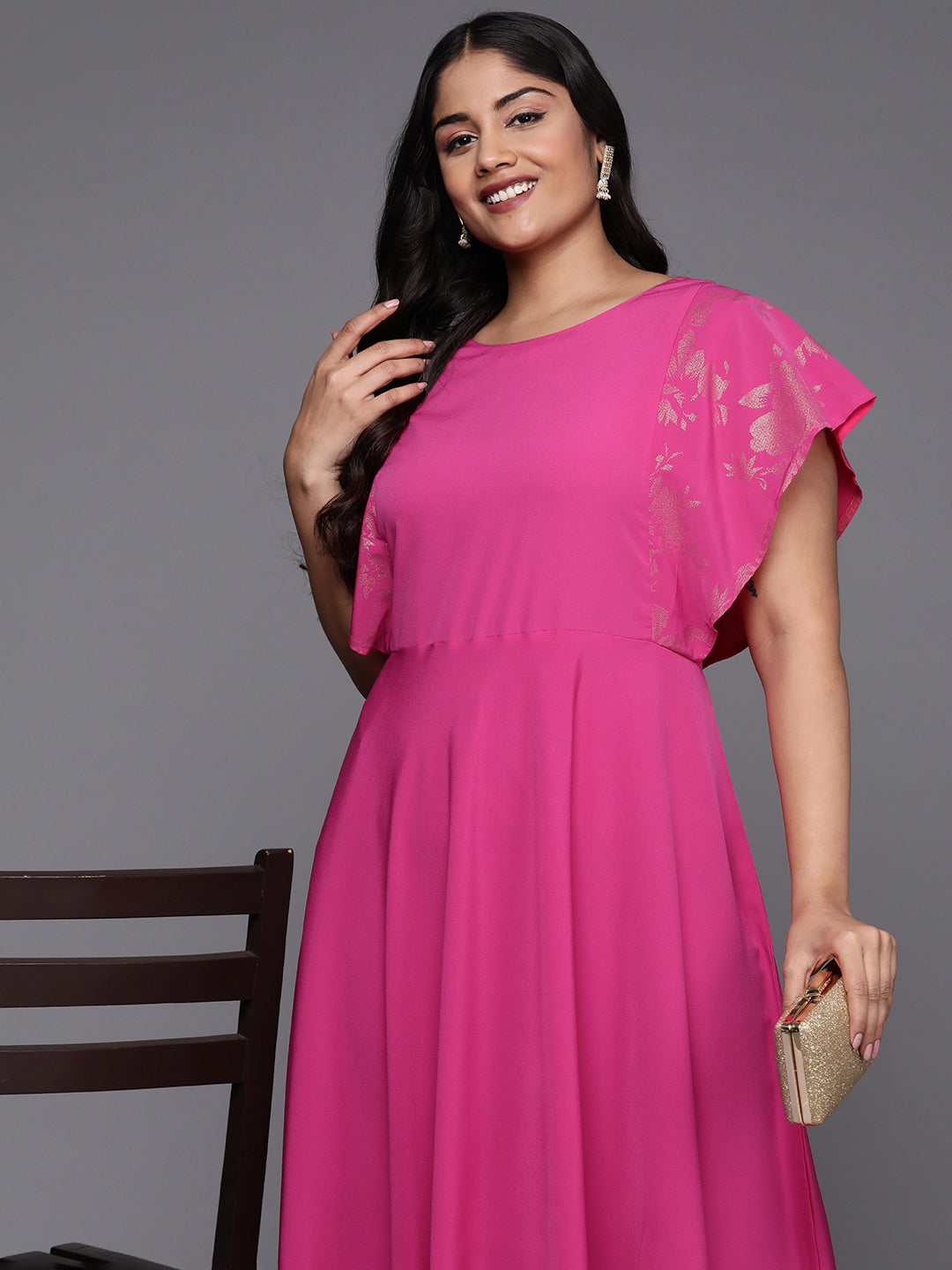 Women Plus Size Floral Printed A-Line Maxi Dress-AP-AHEDCRFP-223