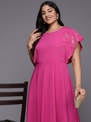 Women Plus Size Floral Printed A-Line Maxi Dress-AP-AHEDCRFP-223