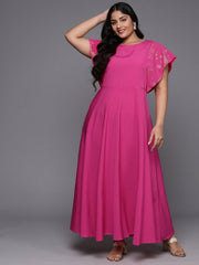 Women Plus Size Floral Printed A-Line Maxi Dress-AP-AHEDCRFP-223