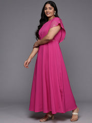 Women Plus Size Floral Printed A-Line Maxi Dress-AP-AHEDCRFP-223