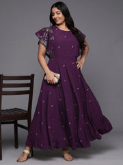 Women Plus Size Floral Printed A-Line Maxi Dress-AP-AHEDCRGLGP-225