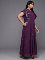 Women Plus Size Floral Printed A-Line Maxi Dress-AP-AHEDCRGLGP-225