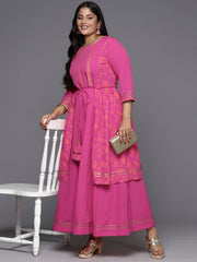 Floral Printed Layered A-Line Maxi Dress-AP-AHEDCRKH-896