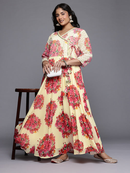 Women's Traditional Wear Off-White Ethnic Dress-AP-AHEDGRDP-273-DS 1080