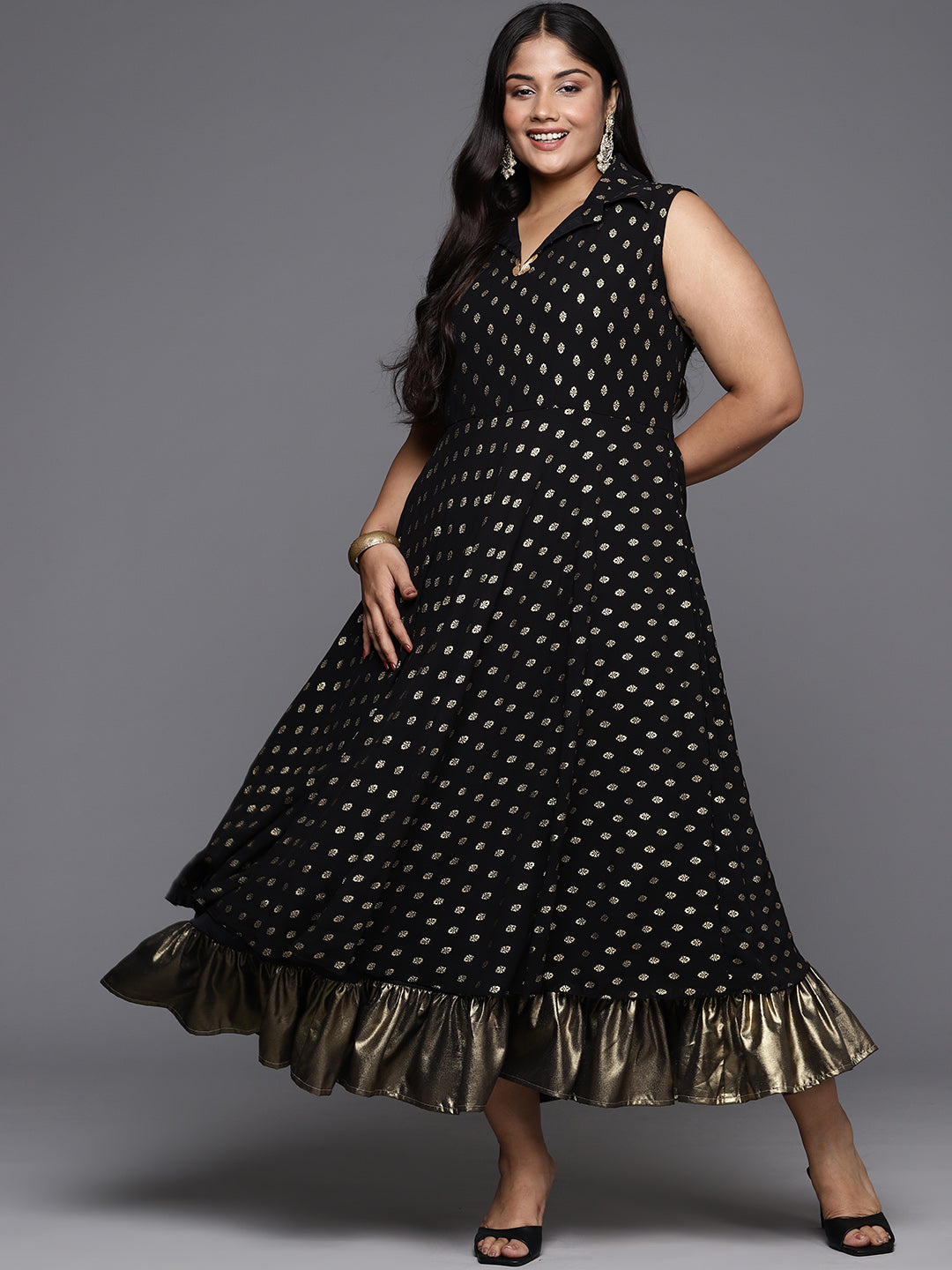 A-Line Midi Dress - Ethnic Motifs - Indian Dresses
