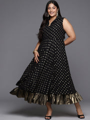 Ethnic Motifs Printed A-Line Midi Dress-AP-AHEDGRFP-130