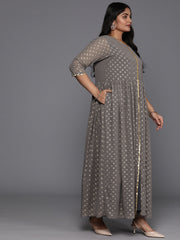 Plus Size Floral Print Layered Ethnic Dress-AP-AHEDGRFP-230