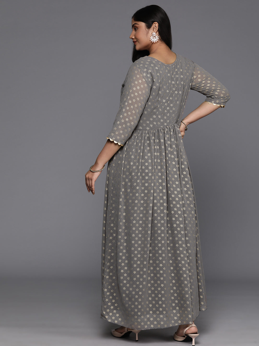 Plus Size Floral Print Ethnic Dress - Indian Dresses Online
