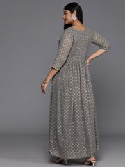 Plus Size Floral Print Layered Ethnic Dress-AP-AHEDGRFP-230