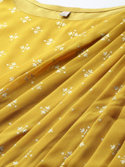 Women's Mustard Luxurious Boat Neck  Dress-AP-AHEDGRFP-247