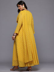 Women's Mustard Luxurious Boat Neck  Dress-AP-AHEDGRFP-247
