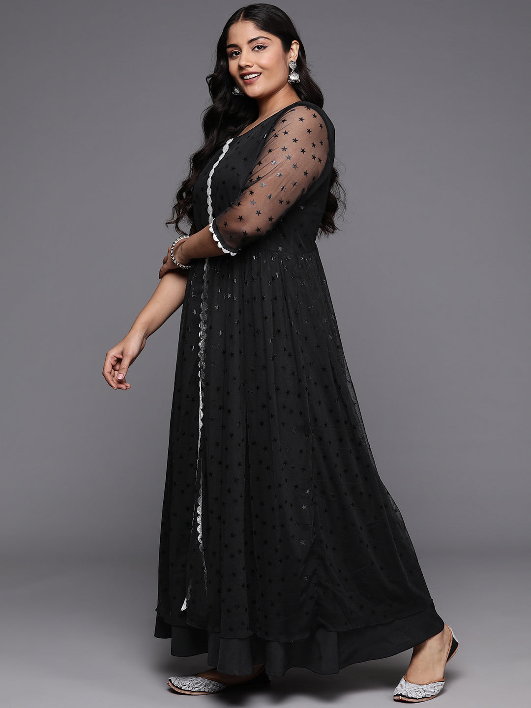 Plus Size Star Print Maxi Dress - Indian Dresses Online