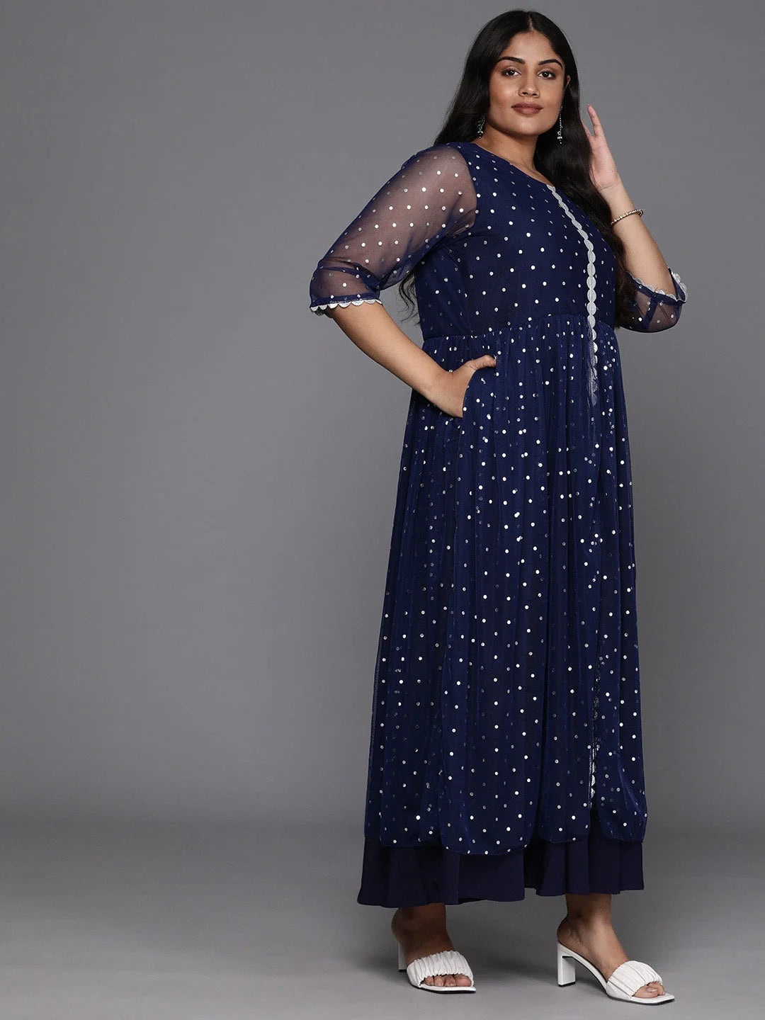 Polka Dot Plus Size Maxi Dress - Shop Indian Cotton Dresses