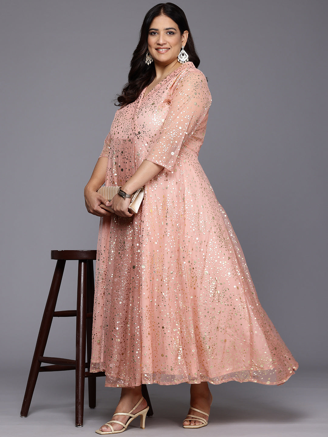 Plus Size Polka Dot Maxi Gown | Women's Ethnic Wear