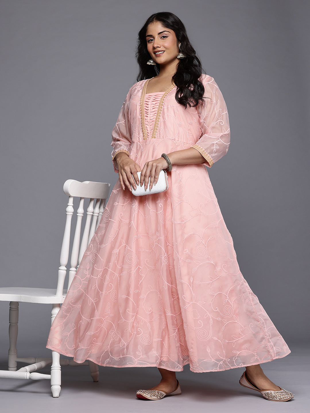 Women's Traditional Wear Pink Ethnic Dress-AP-AHEDORRP-271