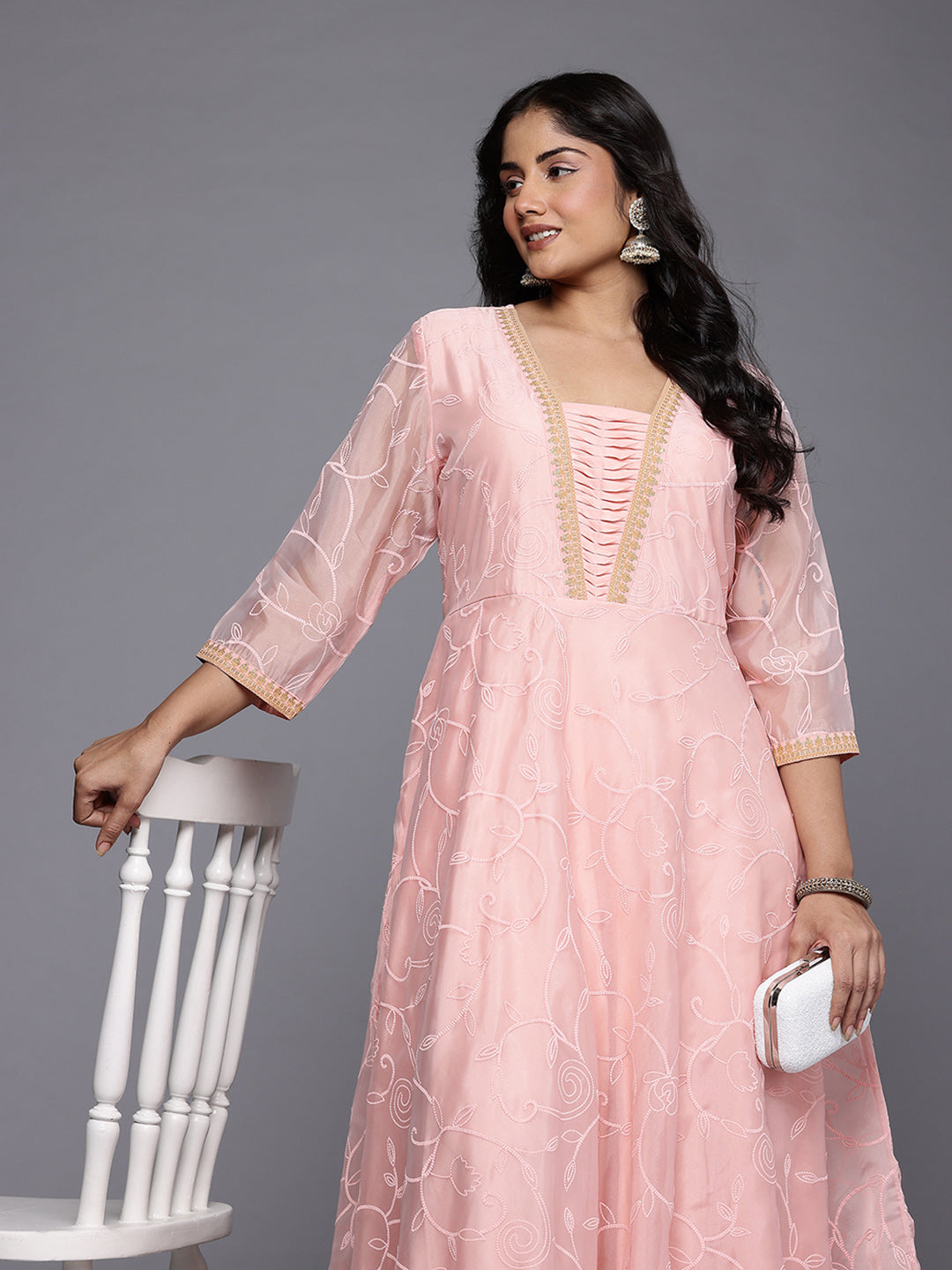 Women's Traditional Wear Pink Ethnic Dress-AP-AHEDORRP-271
