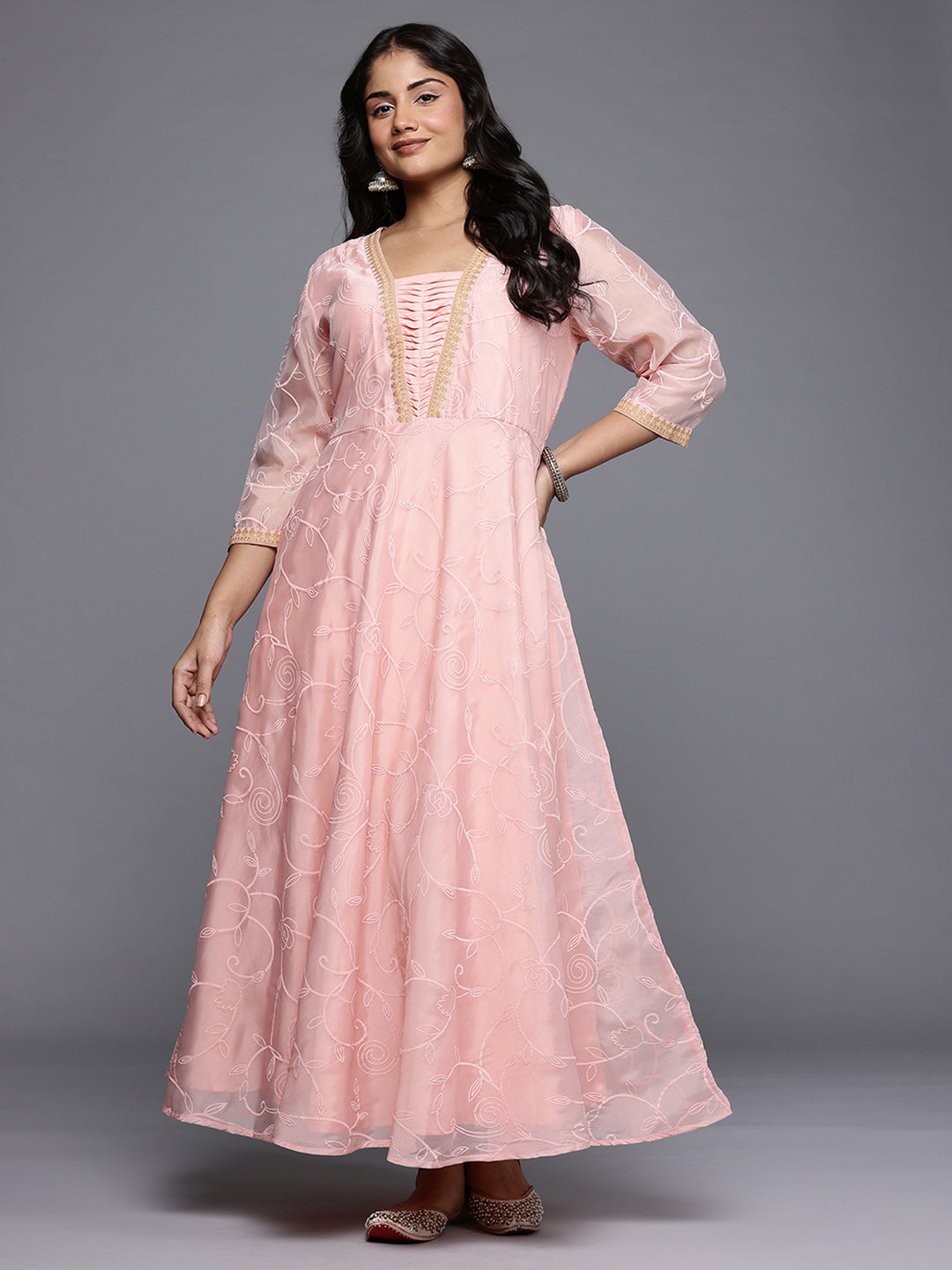 Women's Traditional Wear Pink Ethnic Dress-AP-AHEDORRP-271