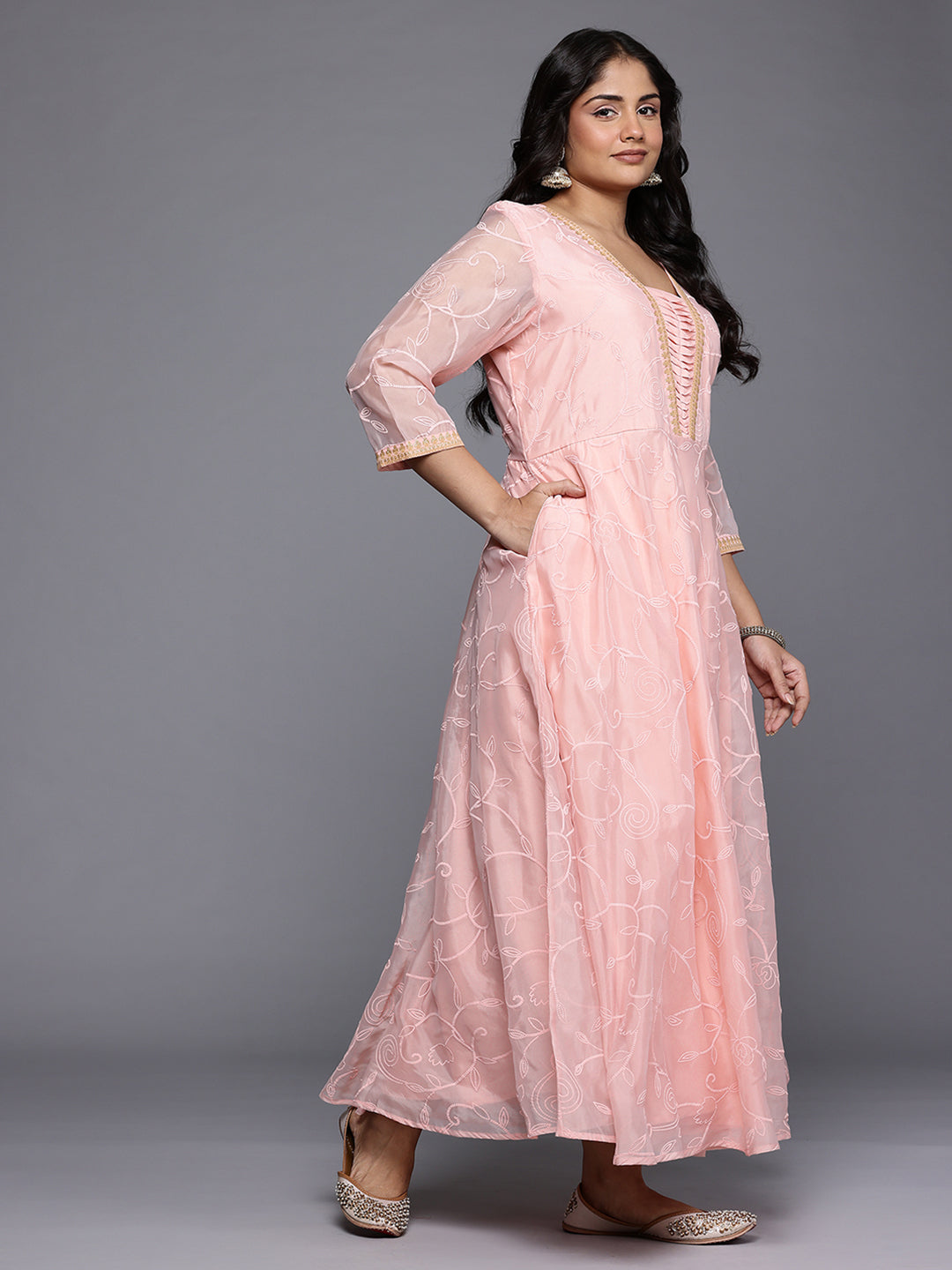 Women's Traditional Wear Pink Ethnic Dress-AP-AHEDORRP-271