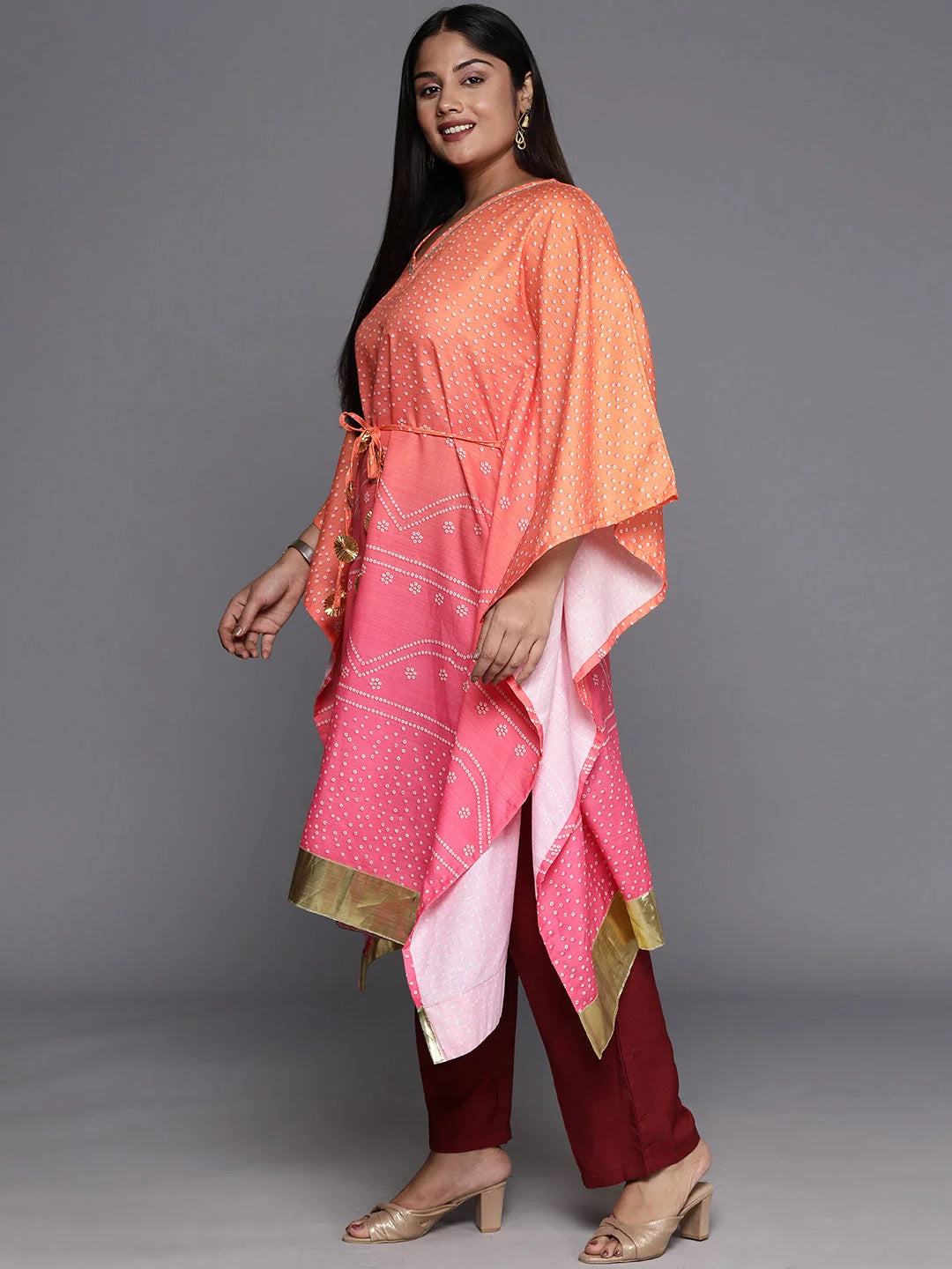 Bandhani Printed Kaftan Kurta | Women's Stylish Kaftans Online