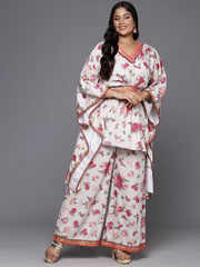 Plus Size Floral Printed Kaftan Gotta Patti Kurta with Palazzos-AP-AHKFPZ-COMBO-453-FF