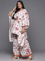 Plus Size Floral Printed Kaftan Gotta Patti Kurta with Palazzos-AP-AHKFPZ-COMBO-453-FF
