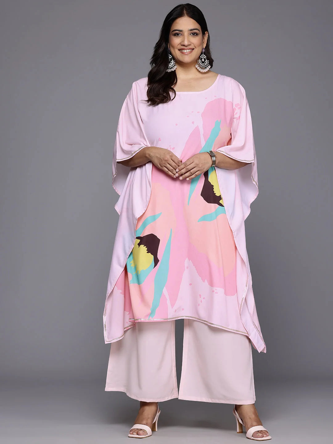 Plus Size Printed Kurta and Palazzo Set - Vibrant Colors