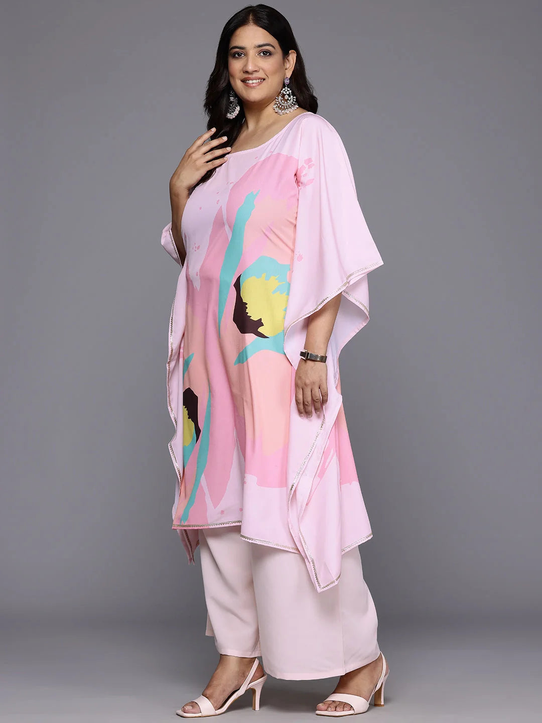 Plus Size Printed Kurta and Palazzo Set - Vibrant Colors