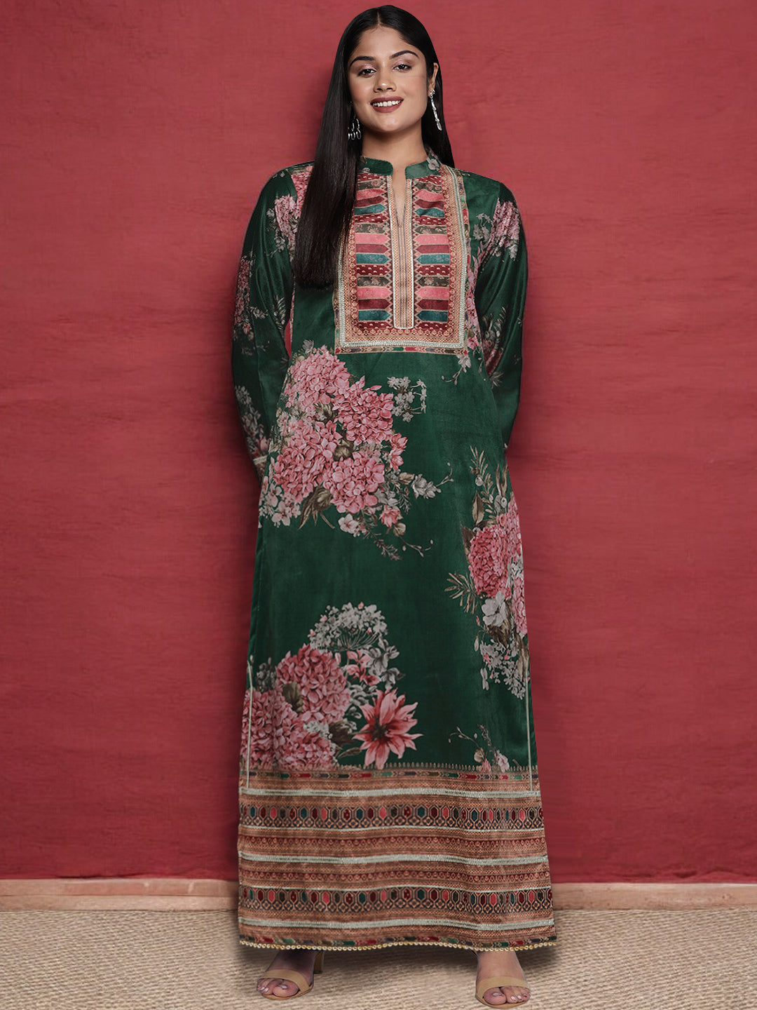 Elegant Ethnic Wear Women's Floral Printed Long Kurta-AP-AHKUCNDP-1157