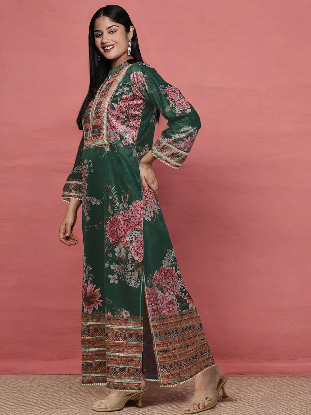 Elegant Ethnic Wear Women's Floral Printed Long Kurta-AP-AHKUCNDP-1157