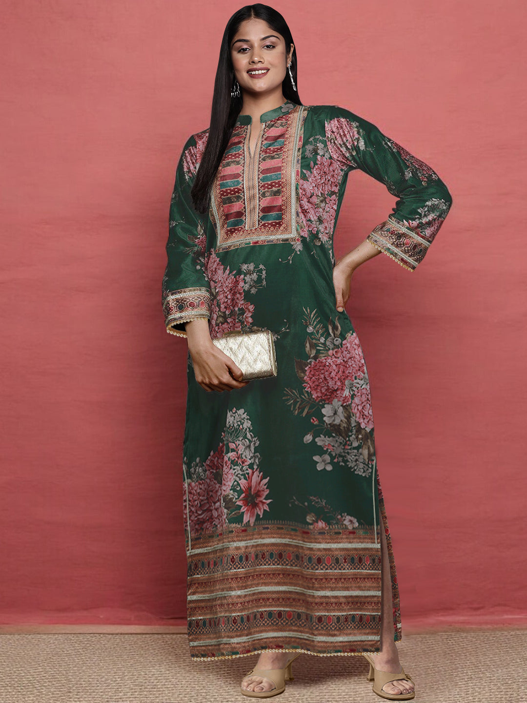 Elegant Ethnic Wear Women's Floral Printed Long Kurta-AP-AHKUCNDP-1157