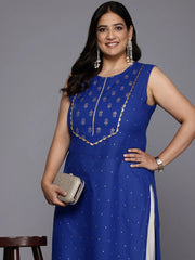 Plus Size Floral Printed Gotta Patti Pure Cotton Kurta-AP-AHKUCOGP-1080