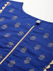 Plus Size Floral Printed Gotta Patti Pure Cotton Kurta-AP-AHKUCOGP-1080