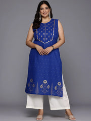 Plus Size Floral Printed Gotta Patti Pure Cotton Kurta-AP-AHKUCOGP-1080