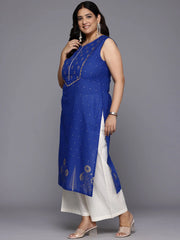 Plus Size Floral Printed Gotta Patti Pure Cotton Kurta-AP-AHKUCOGP-1080