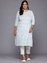 Plus Size Floral Printed Zari Pure Cotton Kurta-AP-AHKUCOKH-1073