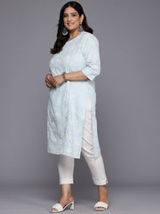 Plus Size Floral Printed Zari Pure Cotton Kurta-AP-AHKUCOKH-1073