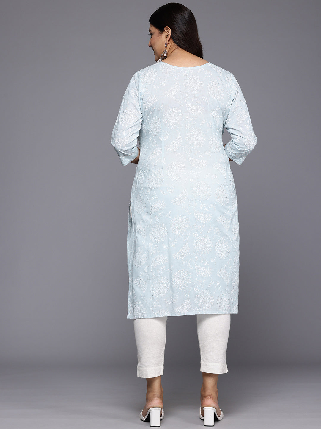 Plus Size Floral Zari Cotton Indian Kurta for Women Online